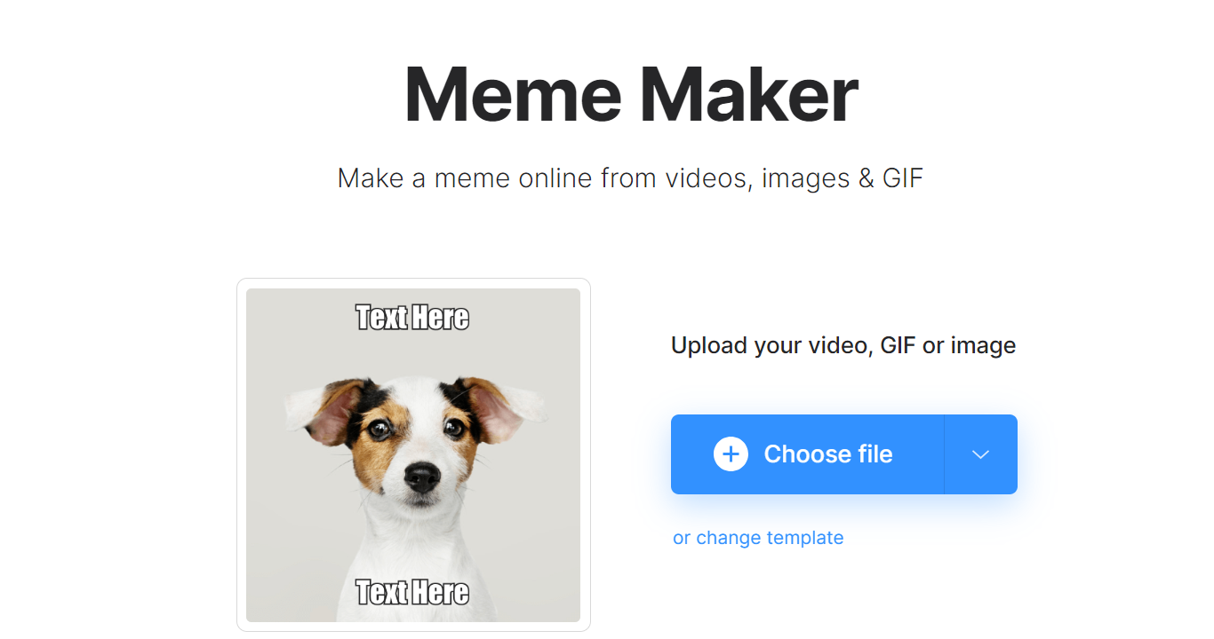 لقطة شاشة TweetEraser لصفحة إنشاء ميم Clideo.