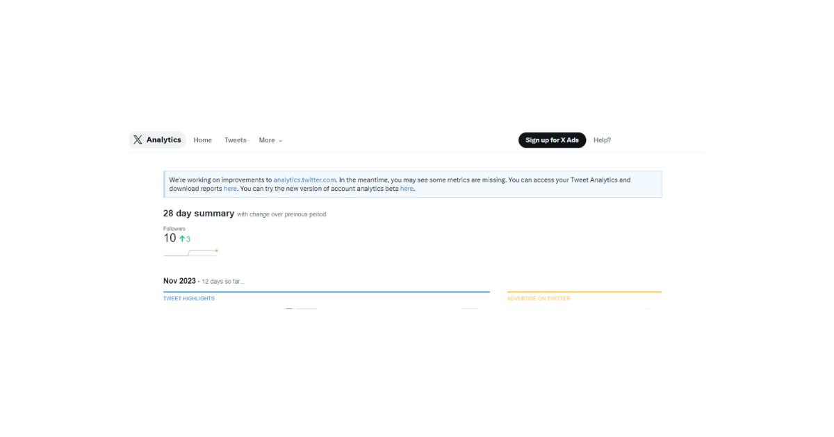 Captura de tela do TweetEraser da página da Web de análise do Twitter.