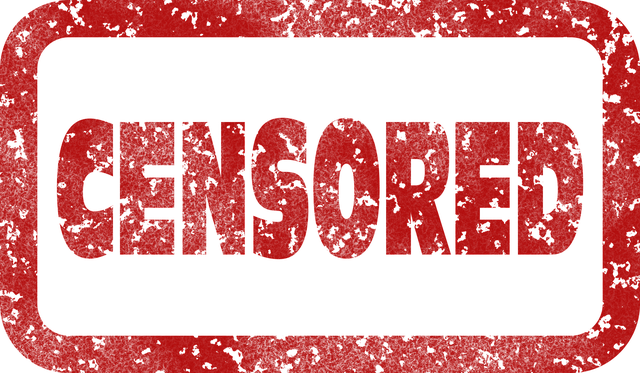 A palavra "CENSORED" está em tinta vermelha em um fundo branco.