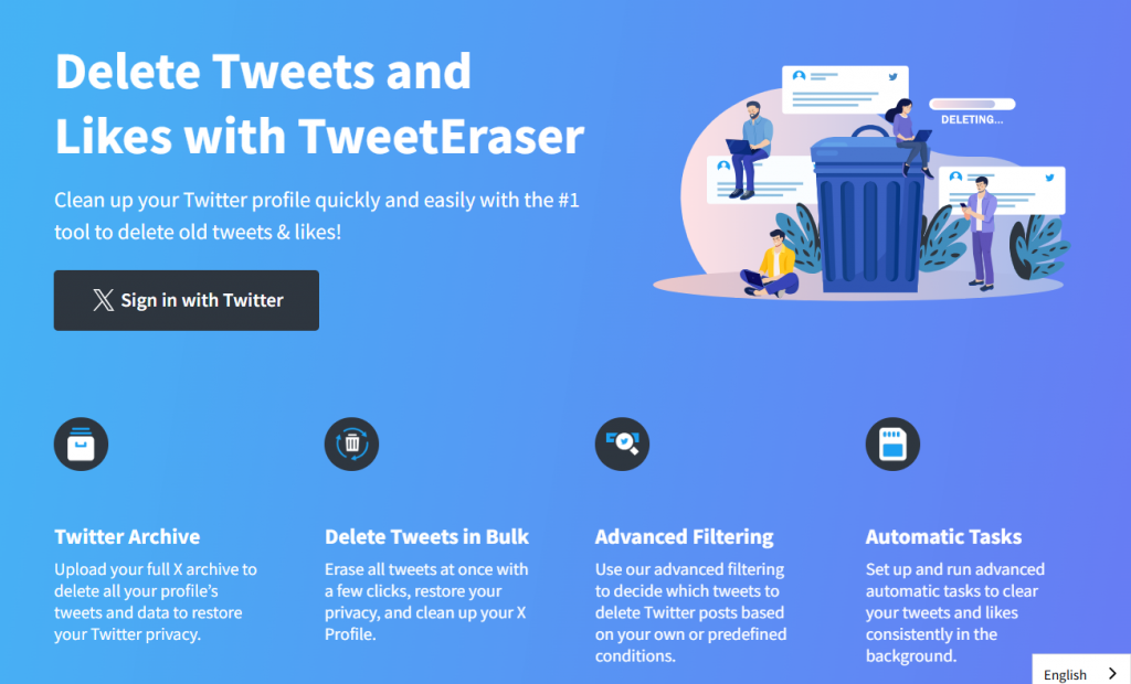 Homepage di Twitter Raiser con un pulsante di iscrizione.