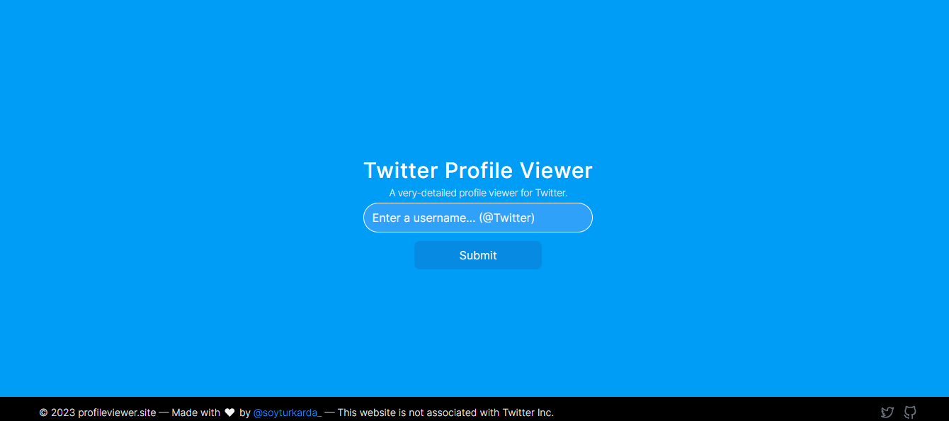 TweetEraser’s screenshot of the Profileviewer’s homepage on a desktop.